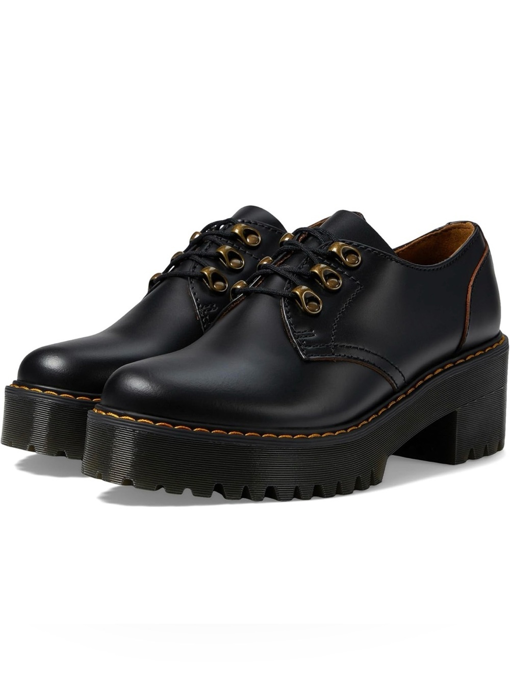 Dr Martens Leona Lo Black Platform Shoes Oxford Women’s Size US 9 UK 7 NWB